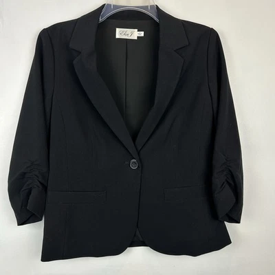 Eliza J Blazer Womens Small Black 3/4 Sleeves Single Button Lined Career Office - Image 1 of 4