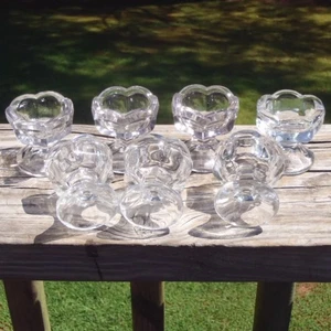 Antique McKee Glass Colonial Panels Individual Pedestal 7 PC OPEN SALT DIP SET - Picture 1 of 3