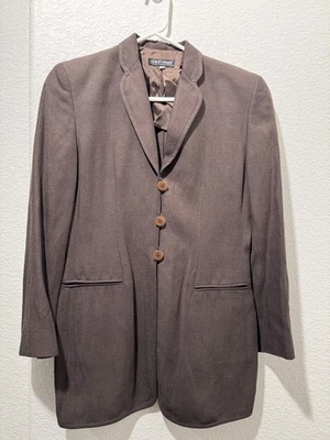 Chaqueta Blazer Mujer Vintage Georgio Armani Mezcla Lino Marrón Talla 42 Carrera Foto 1 de 4