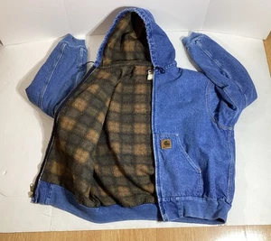 CARHARTT J08DST J08 DST, XL REG, DENIM PLAID LINED JACKET **read Below** - Picture 1 of 11