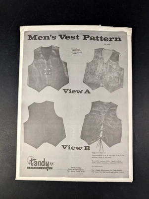 Chaleco de Trabajo Vintage Cuero Tandy Patrón Artesanal Occidental Para Hombre S M L Con Cordones Foto 1 de 4