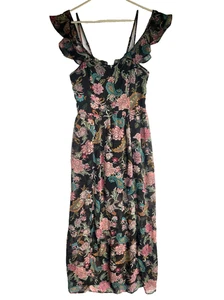 Vintage Y2k Floral Chiffon Whimsigoth Fairygoth Lagenlook Xhilaration Maxi Dress S - Bild 1 von 17