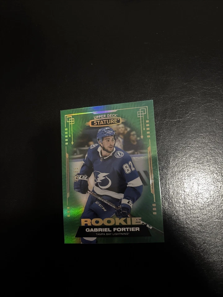 2021-22 UD Stature Gabriel Fortier Rookie Photo Variation Green #'d 62/66 - Image 1 of 2