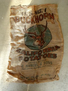Vintage California Buckhorn Sackleinen Kartoffelsack 100 Pfund ~ 24"x 36" Americana - Bild 1 von 8