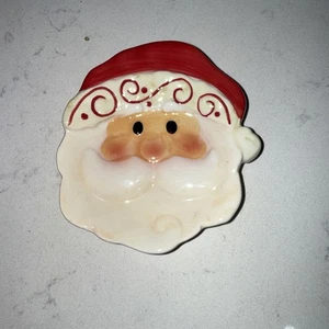 Vintage Weihnachtsmann Keramik Teller von Ganz 4 Zoll - Bild 1 von 2