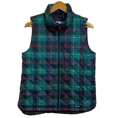 Lands' End NWT Plaid Quilted Vest Green Blue Casual Outerwear Pockets Small - Image 1 of 4