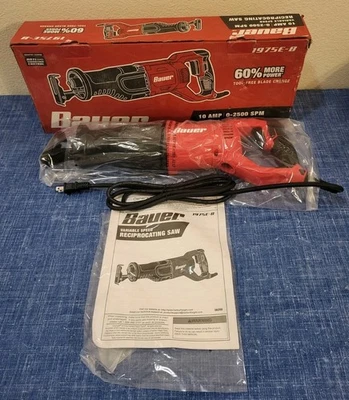 Bauer • 10A 120V • Variable Speed • Corded Reciprocating Saw • 1975E-B • New/OB! - Image 1 of 4