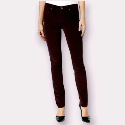 Calça de veludo Calvin Klein tamanho 12 marrom escuro vermelha Ultimate Skinny - Imagem 1 de 4