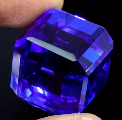 A+++ Large Blue Tanzanite Cube Box 98.60 Ct. Loose Gemstone Gift for Women/Her - Image 1 of 4