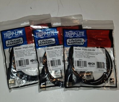 Tripp Lite Mini DP to DP Cable, 4K x 2K @ 60Hz 6ft P583-006-BK- Pack of 3 - Image 1 of 4