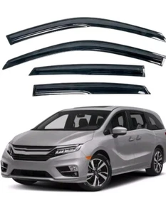 Fits 2011-2017 Honda Odyssey Window Rain Visors Shade Deflectors w/Chrome Trims - Picture 1 of 6