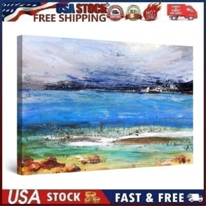 Blue Ocean and Waves Painting 20"x14" Framed Premium Quality Wall Art Print Kit - Picture 1 of 8