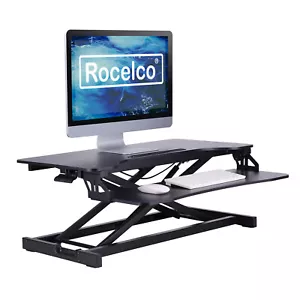 Rocelco Standing Desk Converter 31.5 Inch Sit Stand Up Dual Monitor Tabletop Ris - Picture 1 of 8