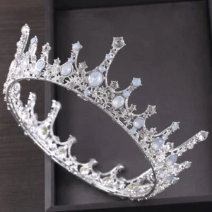 Baroque Bridal Jewelry Vintage Crystal Pearl Queen Crown Tiaras Headband - Bild 1 von 14