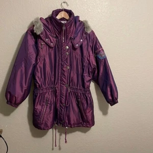 Kaelin Women’s Vintage Metallic Purple Hooded Ski Coat Size 10 - Picture 1 of 8