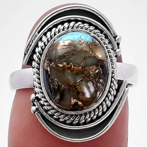 Evil Eye - Copper Abalone Shell 925 Sterling Silver Ring s.7 Jewelry R-1314 - Picture 1 of 5