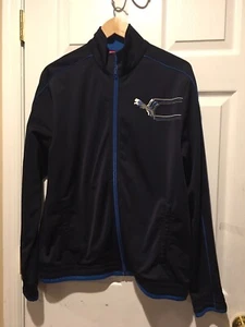 Puma Men Active wear Front Zipper Jacket Size Medium Dark Blue Trime  - Picture 1 of 11