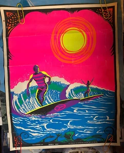 SUMMER SURF VINTAGE 1970 SURFER BLACKLIGHT POSTER By GENERATION GAP -NICE! - Picture 1 of 7
