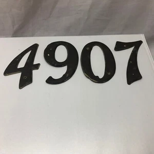 Vintage c1950s Stamped Brass House Numbers Vintage Script - Picture 1 of 9