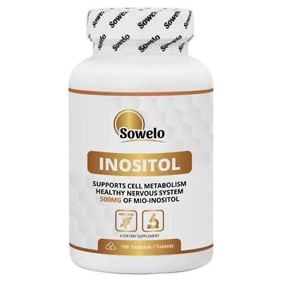 Inositol (Myo-Inositol) 500mg Tablets – Hormonal Balance & Mood Support – Sowelo - Image 1 of 4