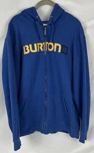 Burton Hoodie Blue Men's Large Hidden Pockets Full Zip - Picture 1 of 3