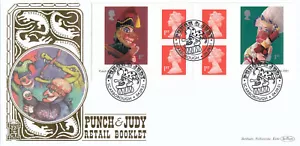 Punch & Judy Booklet Pane Benham 22Ct GOLD FDC Scarborough 2001 267/500 (131334) - Picture 1 of 3