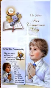 Boy Communion Greeting Card with Prayer Card NEW - UNUSED Catholic Faith - Picture 1 of 1