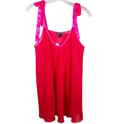 UNDERCOVER NUOVO Victoria Secret abito donna slip trasparente taglia L papillon spalline rosa rosso