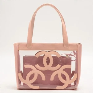 Borsa a mano CHANEL Triple Coco Mark PVC vinile rosa/trasparente vintage H4 - Foto 1 di 10