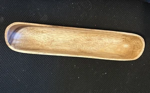 Hand Carved Philippine Wood Bowl Trencher Farmhouse Home Decor 12” Long Vintage - Picture 1 of 3