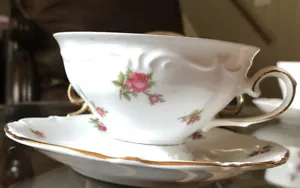 TAZA DE TÉ Y PLATILLO ROSAS ROSADAS DE BAVIERA OCCIDENTAL - Imagen 1 de 6