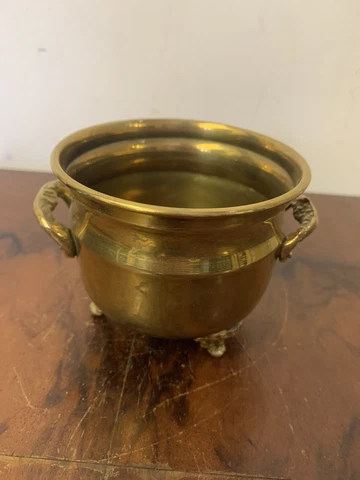 Vintage Antique Brass  Planter Plant Pot - Small - Herbs Cover
