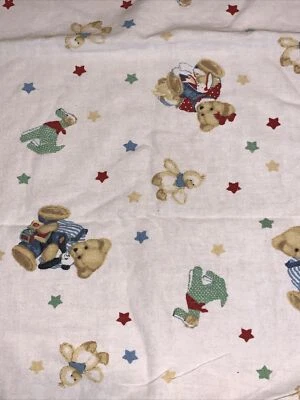 HTF Blue Jean Teddy Bear Dog Duck Cotton Baby Receiving Blanket - Image 1 of 4