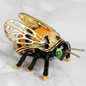 Baratijas atesoradas abeja coleccionable cristal esmaltado metal caja de baratijas idea de regalo - Imagen 1 de 1