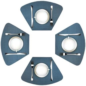 Wedge Placemats For Round Table Set Of 4 Woven Vinyl Washable Placemat For Dinin - Picture 1 of 6