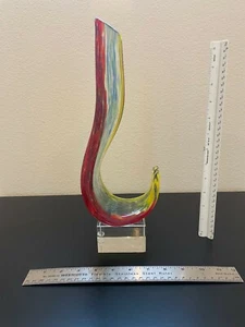 Art Glass Vase Murano Style Modern Contemporary Clear, Red, Yellow, Blue, Green - Picture 1 of 5