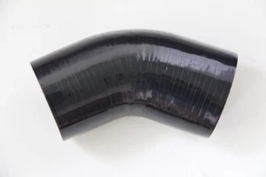 BLACK 3 1/2" 89MM 45 DEGREE ELBOW TURBO/INTAKE/INTERCOOLER SILICONE COUPLER - Picture 1 of 4