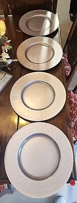 Pottery Barn Pewter/Lavender/Gray Tones Hammered Heavy Glass 13" Chargers (4) - Image 1 of 3