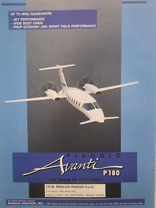 1991-92 PUB RINALDO PIAGGIO AVANTI P180 ITALIAN EXECUTIVE AIRCRAFT ORIGINAL AD - Picture 1 of 1