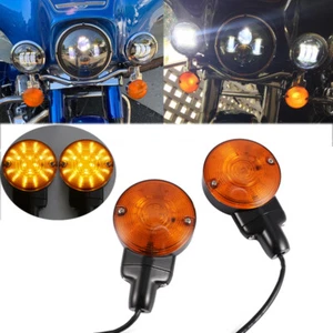 Motorcycle Amber LED Flat Turn Signal Light For Harley Road King Glide Classic - Picture 1 of 12