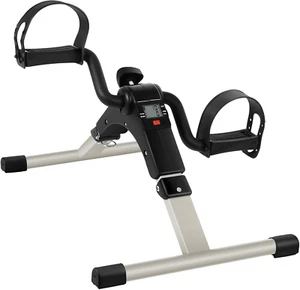 Foldable Mini Exercise Bike Under Desk Pedal Arm/Leg Trainer LCD Display Silver - Picture 1 of 8