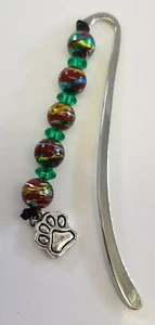 Fashion  Christmas Holiday  Dog Puppy Paw  Charm Bookmark Beads Silver Tone  - Picture 1 of 3