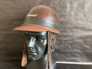 Cromwell Brown Motocycle Crash Helmet w/ Peak Size: M/56-57 Vintage 1960's - Picture 1 of 11