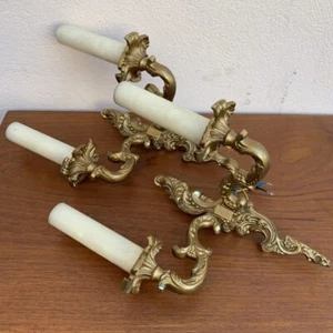 2er Set Wandlampen 2-armig Messing Messinglampe Leuchte vintage antik alt Gold - Bild 1 von 6