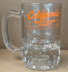 Vintage California Root Beer Schnapps Cocktail Mug Bar Glass Orange Logo - Picture 1 of 3