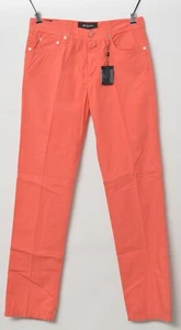 $1,140 NWT KITON Nailhead Hot Pink Cotton Slim Fit Jeans 35 (EU 51) Fits 32 - Picture 1 of 6