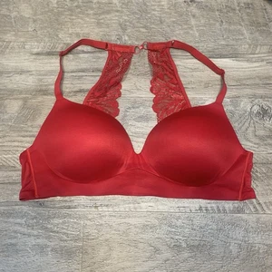 Victoria Secret Increíble Sujetador Acolchado Sin Alambres Rojo Vacaciones Encaje Espalda Corredora 38 B - Imagen 1 de 12