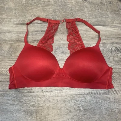 Victoria Secret Increíble Sujetador Acolchado Sin Alambres Rojo Vacaciones Encaje Espalda Corredora 38 B Foto 1 de 4
