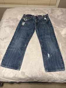 Men's MEK Mekology Blue Jeans 36*34 Loose Fit Distressed Embellished Jeans - Picture 1 of 24
