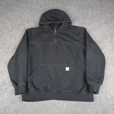 Carhartt Hoodie Mens 2XL Black Rain Defender Loose Fit Quarter Zip 100617 001 - Image 1 of 4